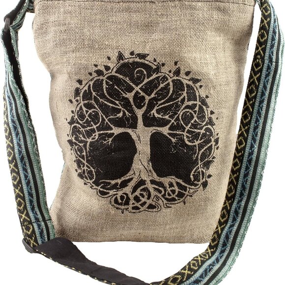 Handbags - Canvas Crossbody Purse Hemp Cotton Tranquil Boho Stripes Festival Beach